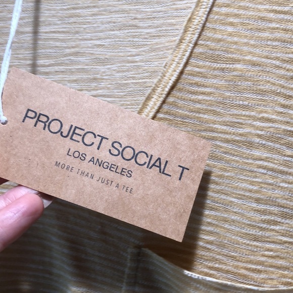 NWT Project Social T raw pocket semi sheer pinstripe v neck oversize XS - Picture 4 of 11